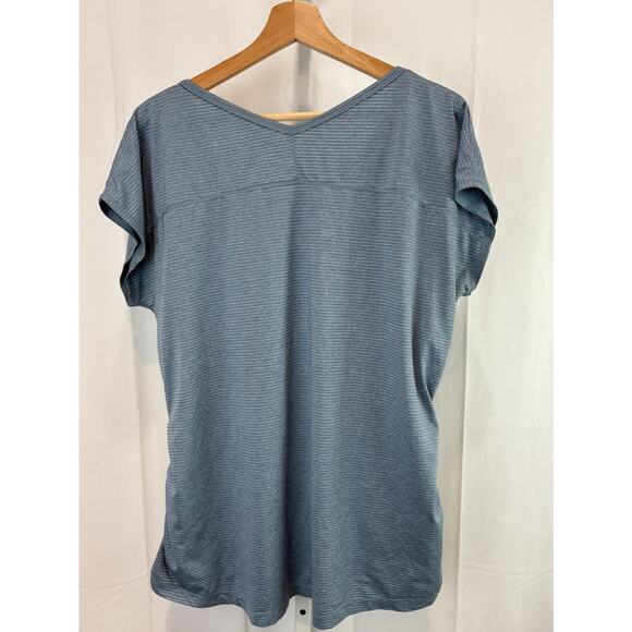 EDDIE BAUER XL Dolman Short Sleeve Performance Tee Scoop Neck Ruched Side Blue - Picture 2 of 7